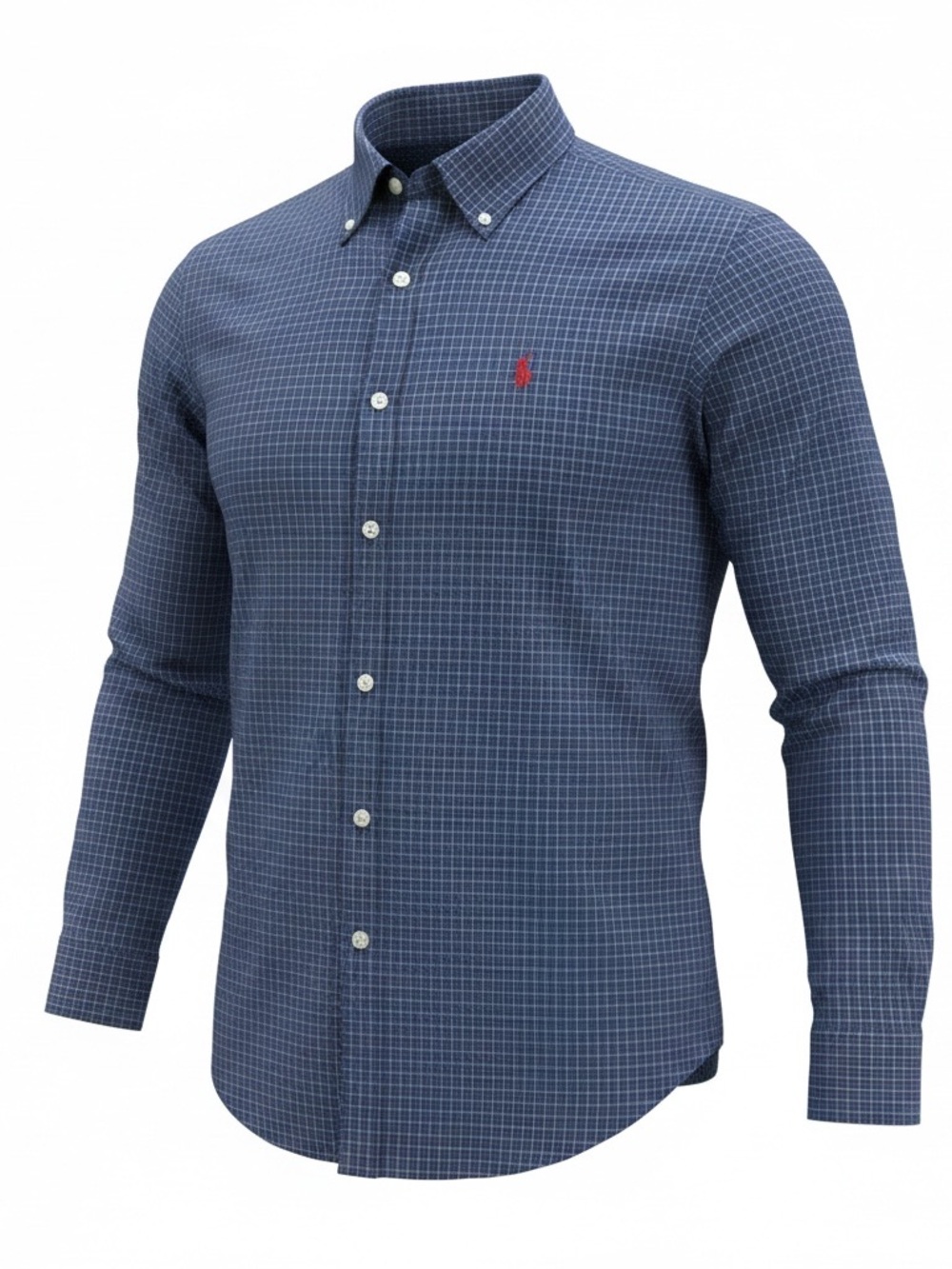 Polo by Ralph Lauren Blue Check Button-Down Shirt with Red Logo
